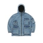 GIACCA SNOWBOARD BSRABBIT DSXBS WAX REAL DENIM 5 POCKET HOODED JACKET VINTAGE BLUE